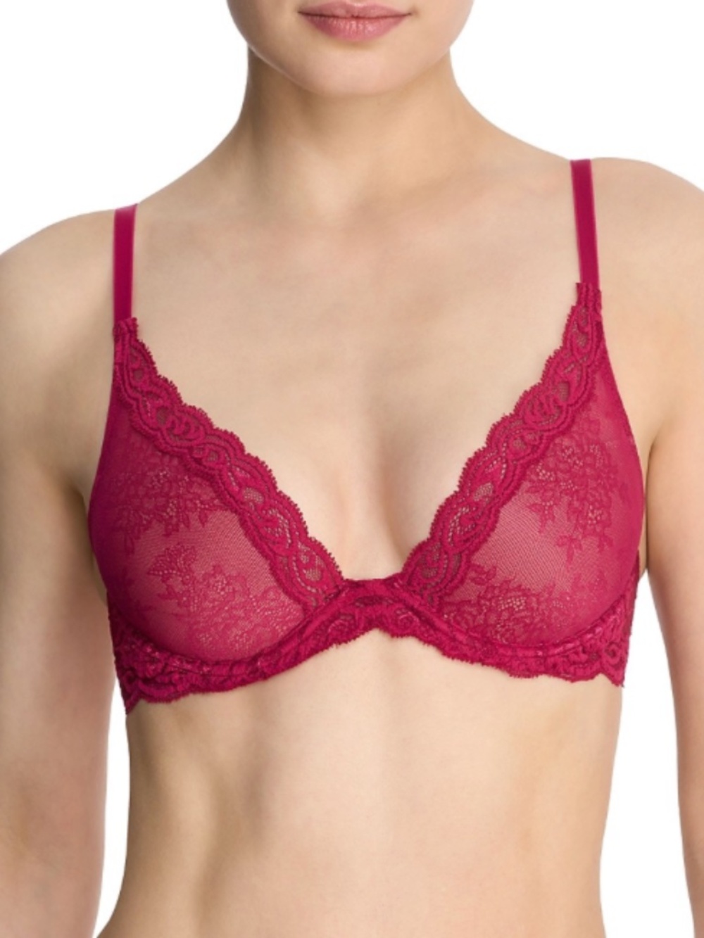 Natori Feathers Plunge T-Shirt Bra - Primrose Lace/Buff / 38D